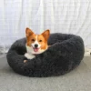 Fluffy Hundeseng, Donutseng, Mørkegrå, 50 cm