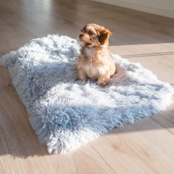 Fluffy hundetæppe, M, 78x54 cm, Lysgrå, Mørkegrå