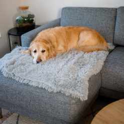 Fluffy hundetæppe, XL, 127x100 cm, Lysgrå, Mørkegrå