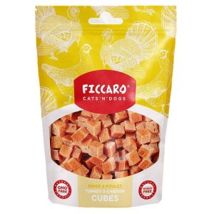 Ficcaro Turkey & Chicken Cubes Godbidder m. Kalkun & Kylling, 100g