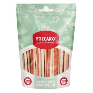 Ficcaro Chicken og Pollock Sandwich, hundesnacks,100g