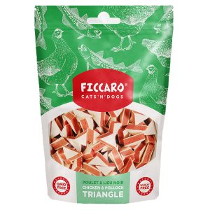 Ficcaro Chicken & pollock triangle, hundesnacks,100g