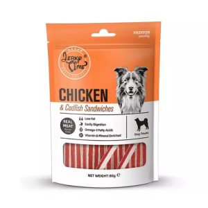 Jerky Time Fedtfattig Hundesnack Kylling & Torsk Sandwich 80g