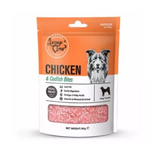 Jerky Time Fedtfattig Hundesnack Kylling & Torsk Bites 80g