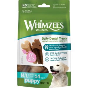 Whimzees tandrensende tyggeben, hvalpe M/L, 14 stk 210g