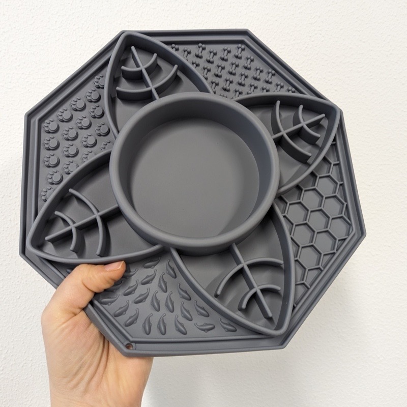 Mandala Slow Feeder Fodermåtte Skål-28x26cm Grå