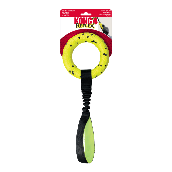 Kong Reflex Tug Ring m. Håndtag Apport og Vandlegetøj Til Hund 40 cm