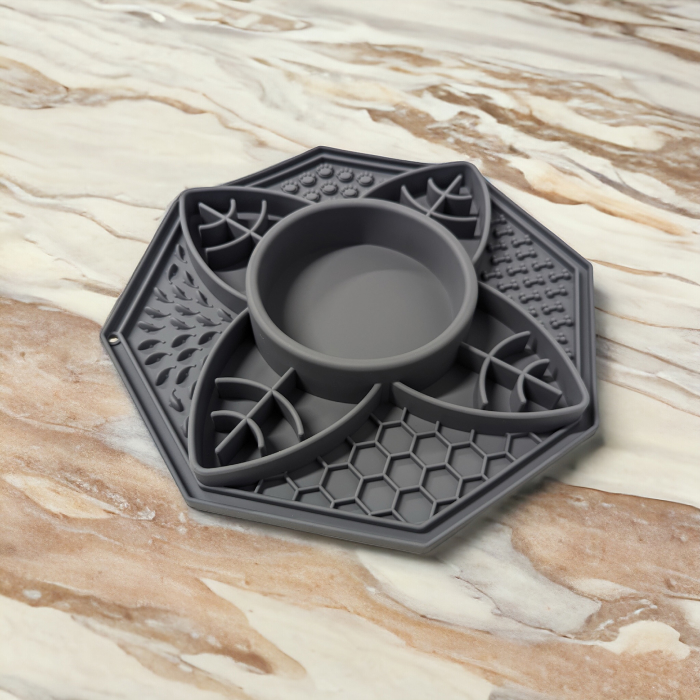 Mandala Slow Feeder Fodermåtte Skål-28x26cm Grå