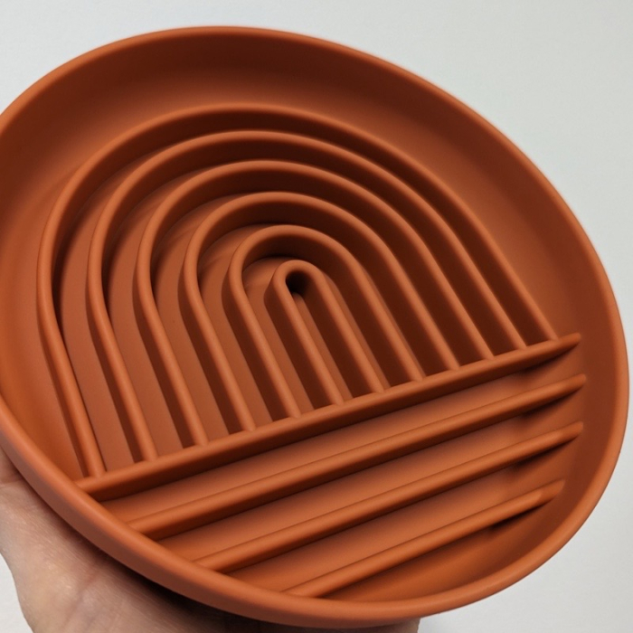 Regnbue Slow Feeder Fodermåtte Skål- ø19x4cm Orange - Billede 2