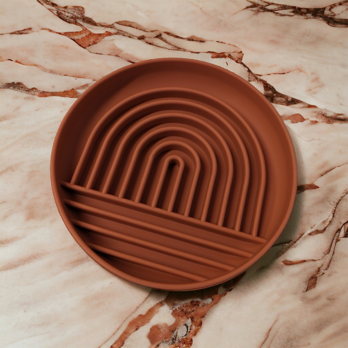 Regnbue Slow Feeder Fodermåtte Skål- ø19x4cm Orange