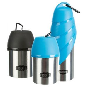 Trixie Stål Vandflaske m. skål Ass. farve 300ml/ 750ml
