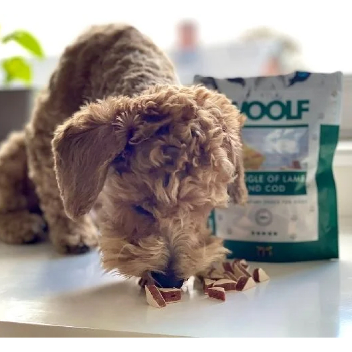 Woolf Lamb & Cod Triangle, hundesnacks Lam & Torsk 100g