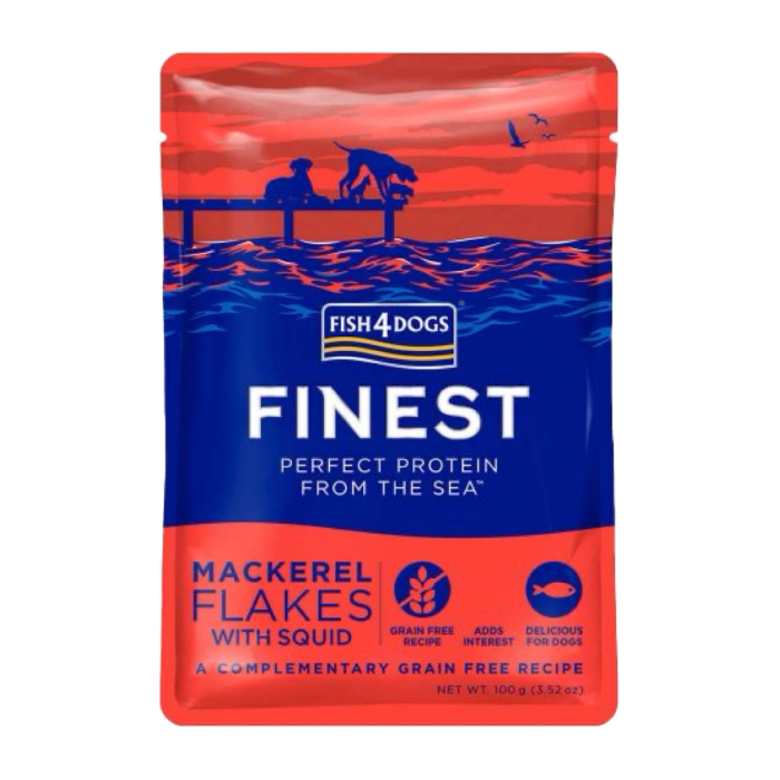 Fish4Dogs Finest Flakes Makrel M/Blækstrutte Vådfoder til hund 100 g