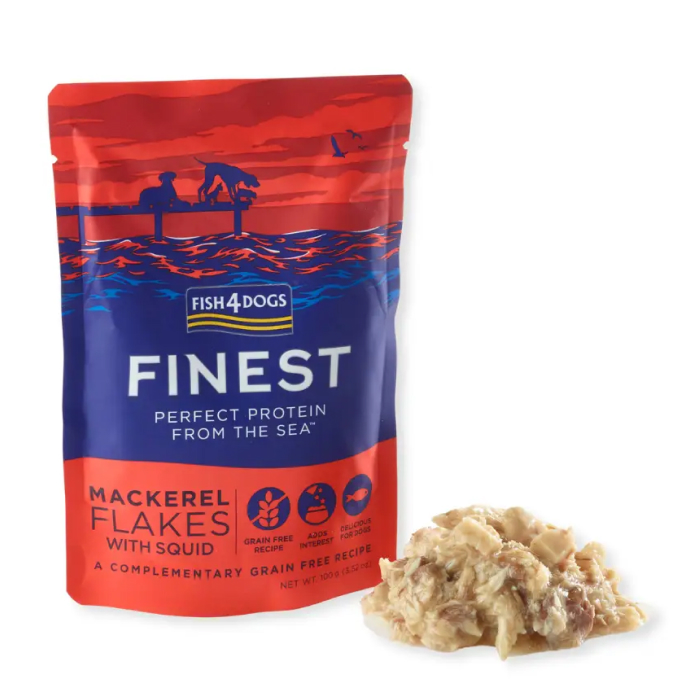 Fish4Dogs Finest Flakes Makrel M/Blækstrutte Vådfoder til hund 100 g