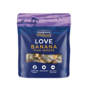 Fish4Dogs Love Banana Fish Wraps Snacks til Hund 100g