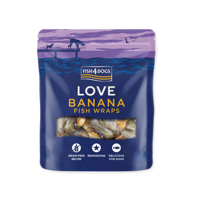 Fish4Dogs Love Banana Fish Wraps Snacks til Hund 100g
