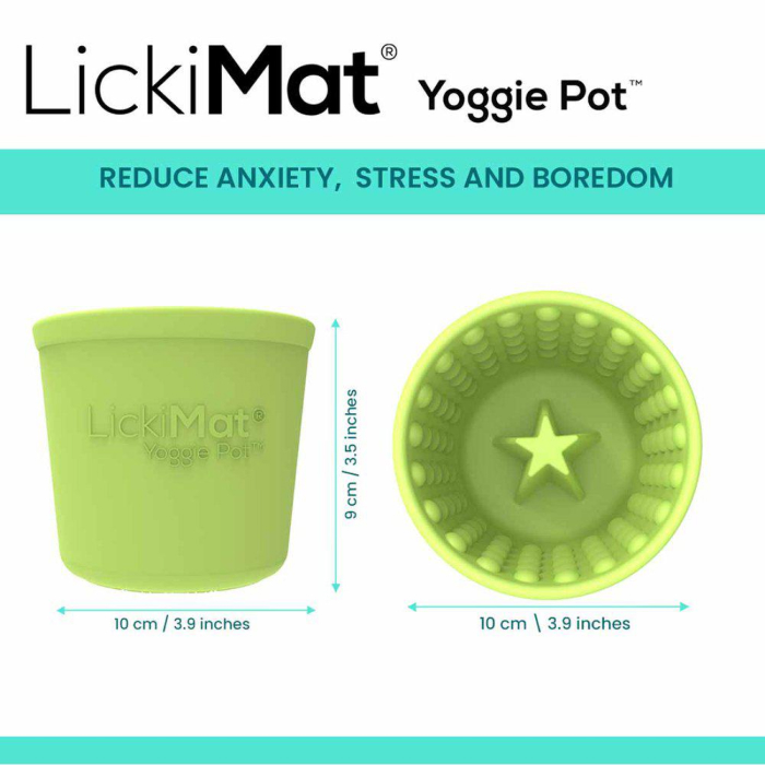 LickiMat Yoggie Pot, Slow feeder Skål hund Grøn Ø9,5cm