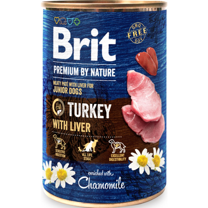 Brit Premium by Nature Kalkun med Lever 400g, Vådfoder til Hund