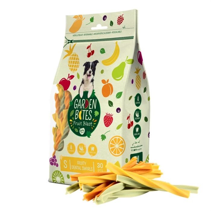Garden bites fruity dental swirls 13 cm Snack til Hund - 30stk