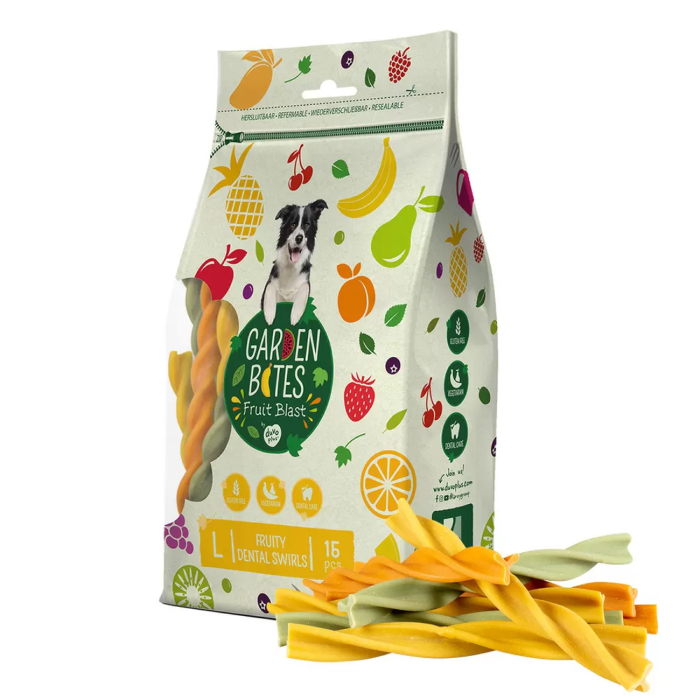 Garden bites fruity dental swirls L 16 cm Snack til Hund - 15stk