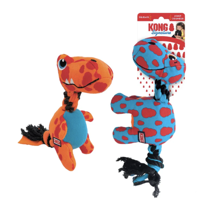 Kong Signature Dynos M Slidstærkt legetøj til hund Ca 32 cm Ass farve