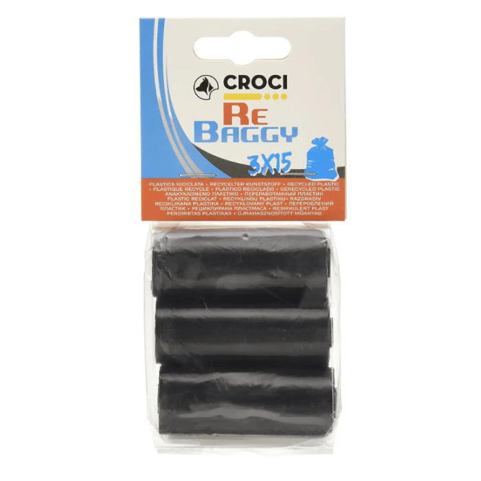 Croci Holdbare Genbrugsplast Hundeposer Sort 3x15 Poser