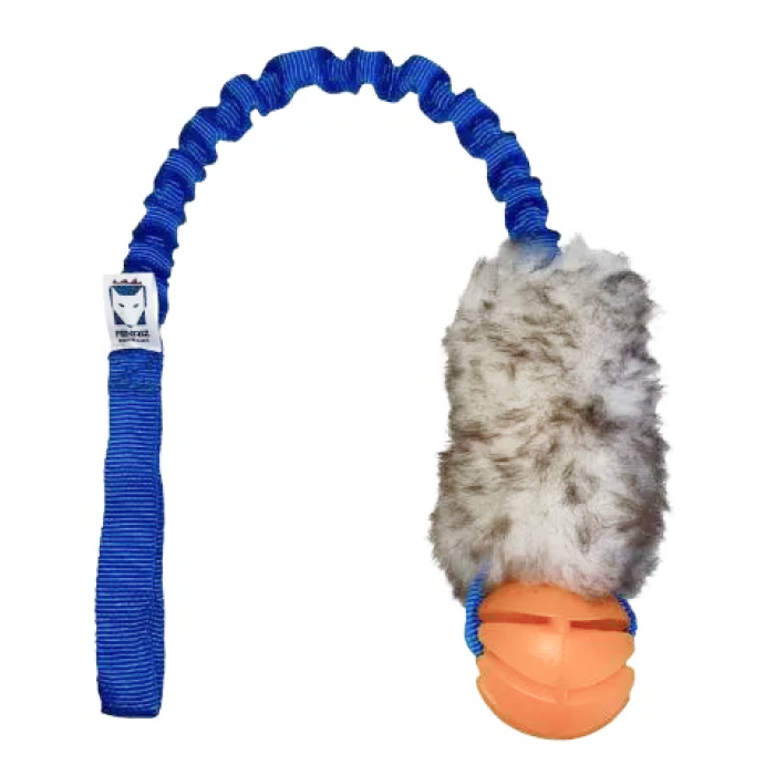 Fenriz Aktiv Bungee m. Fåreskind og Bold Belønnings Legetøj til Hund 60 cm Ass farve