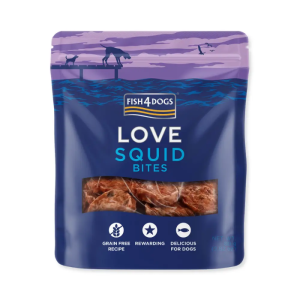 Fish4Dogs Love Squid Bites Snacks til Hund Blæksprutte 80g