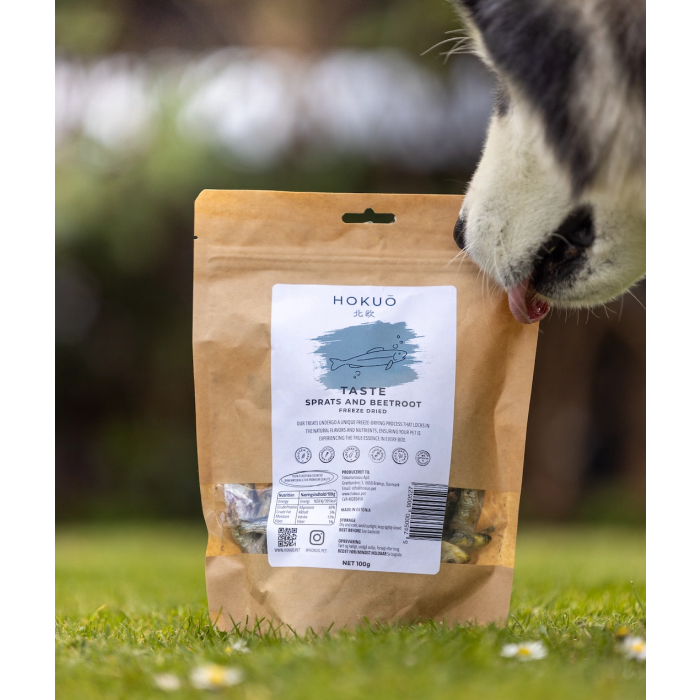Hokuo Sprats & Beetroot Freeze-Dried Naturlige godbidder Brisling & rødbede 100g
