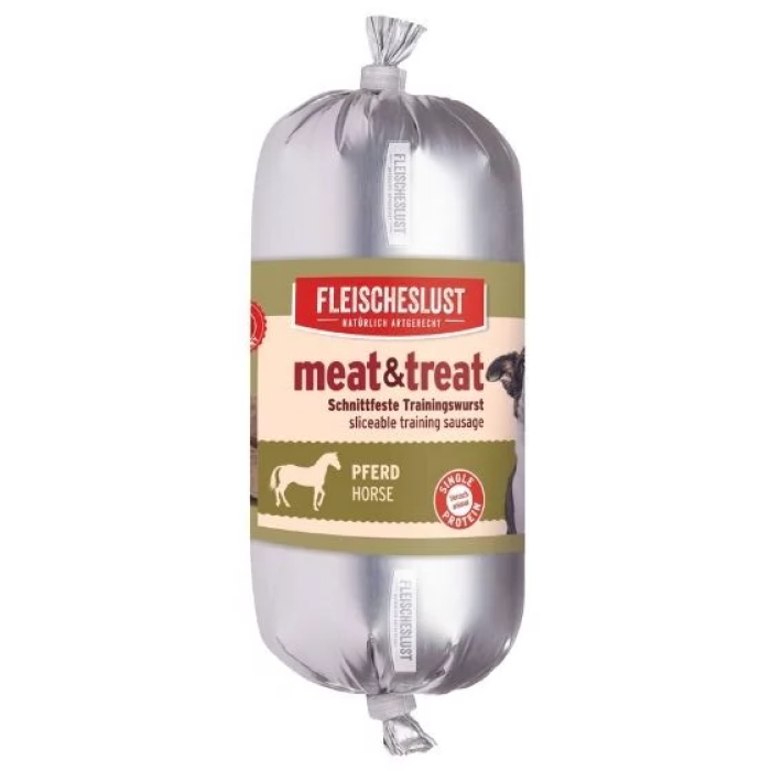 Meat & Treat Træningspølse Skærefast Godbid Hest 200g