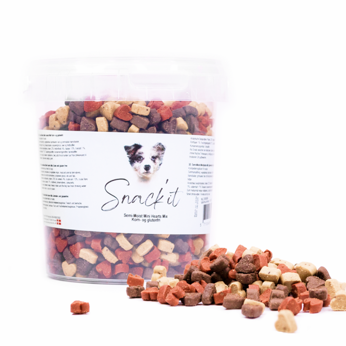 Snack'it Semi-Moist/ Bløde godbidder Mini Hearts Mix 500g