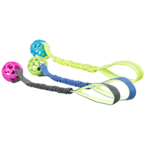 Trixie Bungee Tugger med bold, Dummy Belønnings legetøj Hund 48 cm, Ass farver