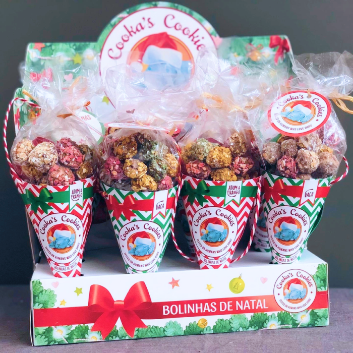 Crunchy Woofmas-bolde Naturlige Godbidder til Hund - Julegave pakke i kegle 50g