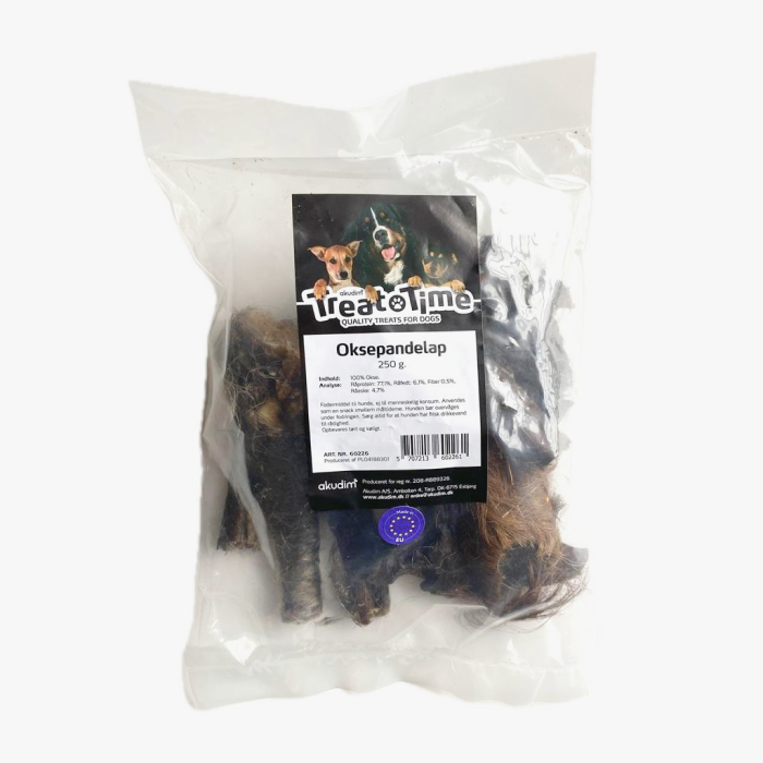 Treattime Naturlig hundesnack Oksepandelapper m. Pels 250 g