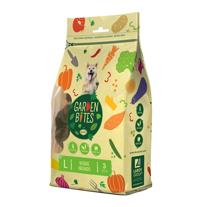Garden bites Veggie Friends 11 cm. ps. Sund Dental Snack til Hund - 3 stk 270g