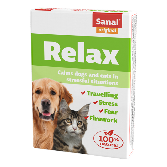 Sanal Relax Tabletter - Til Hunde og Katte Beroligende Fodertilskud til Hund 15 Tabl