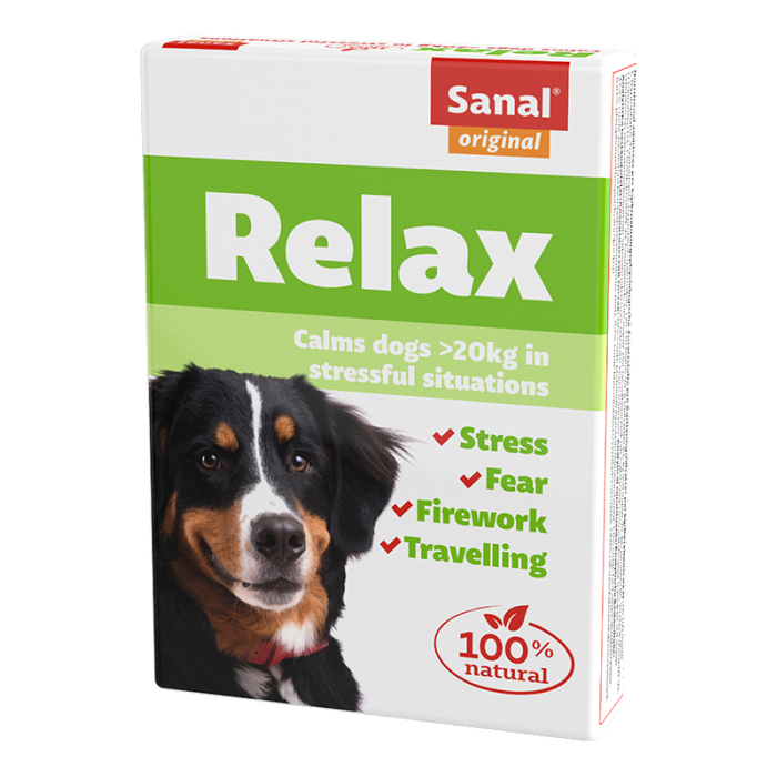 Sanal Relax Tabletter - Til Store Hunde Beroligende Fodertilskud til Hund 15 Tabl