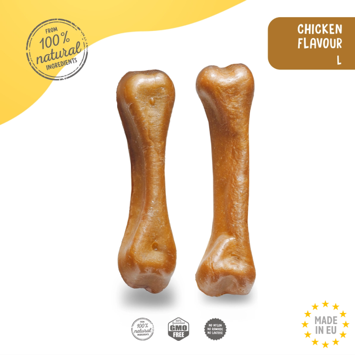 Plutos Healthy chews 100 % Naturlig Tandrendende Oste tyggeben m. Kyllinge smag Large, EU - Billede 3