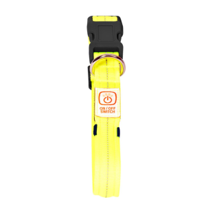 Duvo Flash LED Hunde Halsbånd med USB Opladning Nylon 40-55cm x 2,5 cm, Gul