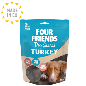 Four Friends Crunchy Mono protein Godbidder m. Kalkun 200g, Fra EU