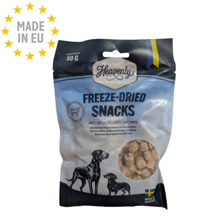 Heavenly by Dogman Frysetørret Snack 100% Naturlig Hundegodbid Okse, 50g, EU
