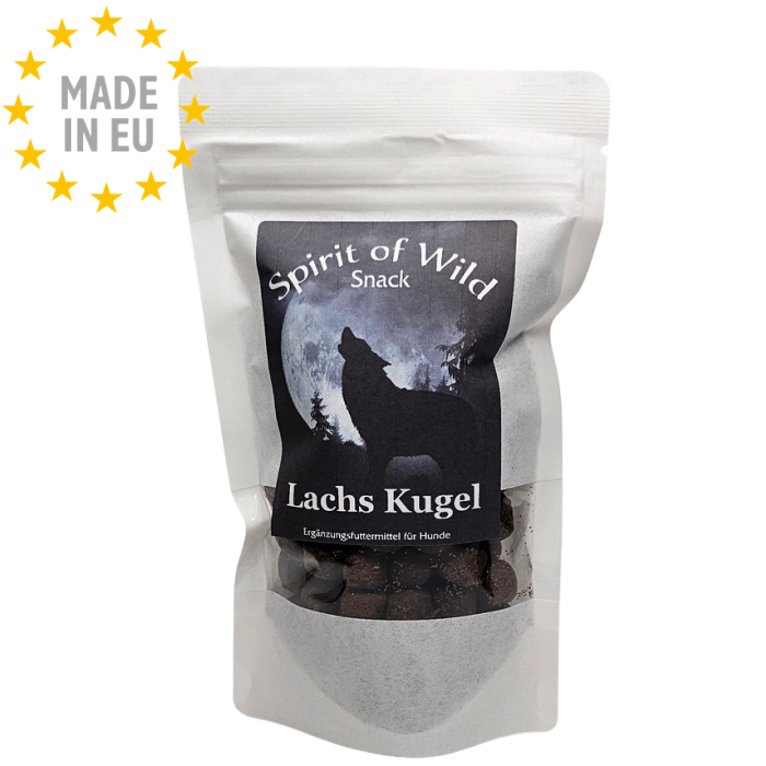 Spirit of Wild Lakse Kugler Mono protein Godbid til hund Laks, 110g, Fra EU