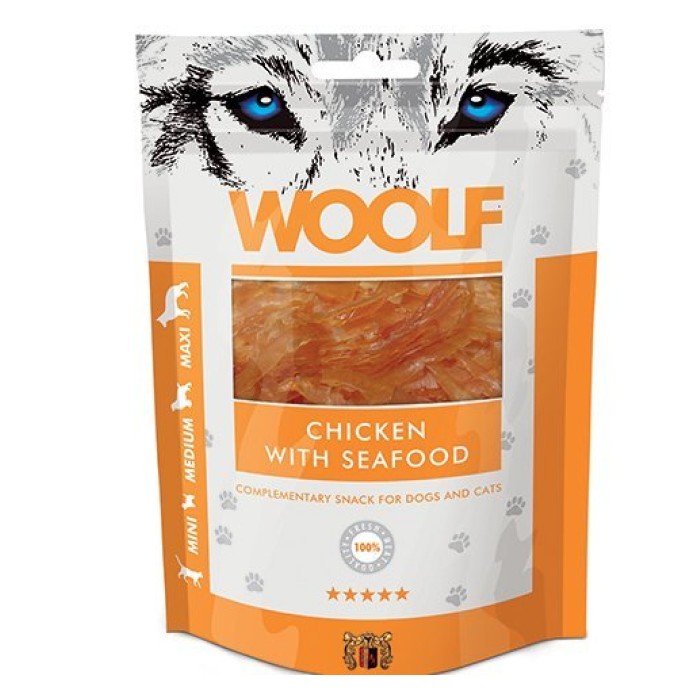 Woolf Naturlige godbidder til Hund & Kat Chicken Seafood Kylling 100g
