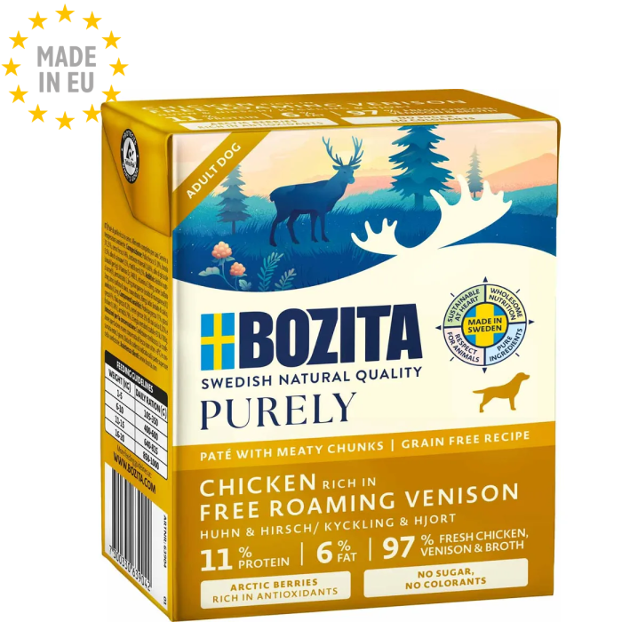 Bozita Dog Purely Pate Naturligt vådfoder Kornfri Hjort & Kylling 370g