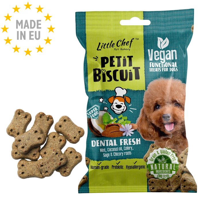 Little Chef Dental Fresh Veganske Kornfri Godbidder til Hund, 100g, Fra EU