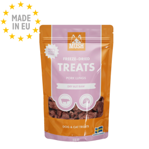 MUSH Freeze Dried - Frysetørret Godbid til Hund & Kat for mere Smag med Griselunge 45g