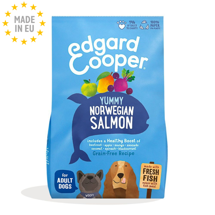 Edgar & Cooper Kvalitets Hundefoder Tørfoder Kornfri Fresh Grass-Fed Adult Laks- Fra EU