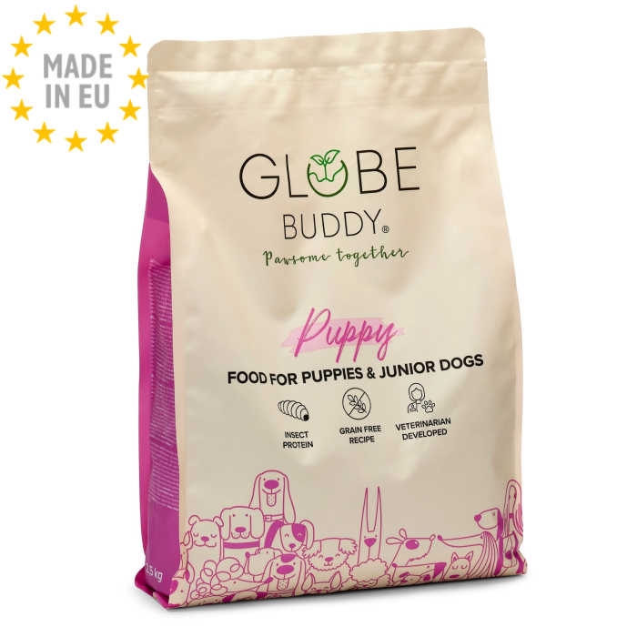 Globe Buddy Puppy, premium hvalpefoder Til Hund med insektprotein & fisk, 2,5 kg