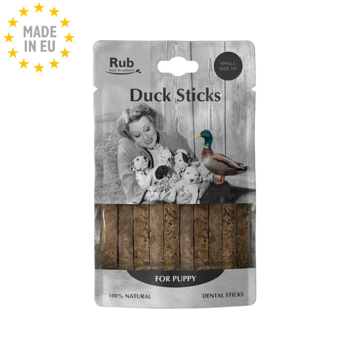 Retorn Duck Sticks - 100 % Naturlig snack der passer til dit Retorn legetøj til hund/ Hvalp, And, 100g, EU