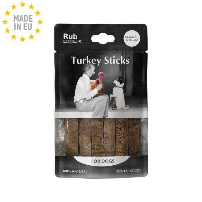 Retorn Turkey Sticks - 100 % Naturlig snack der passer til dit Retorn legetøj til hund, Kalkun, 100g 2x 2cm, EU